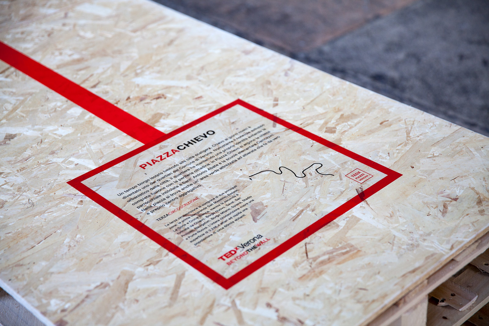Piazza Chievo information panel - Beyond the Wall