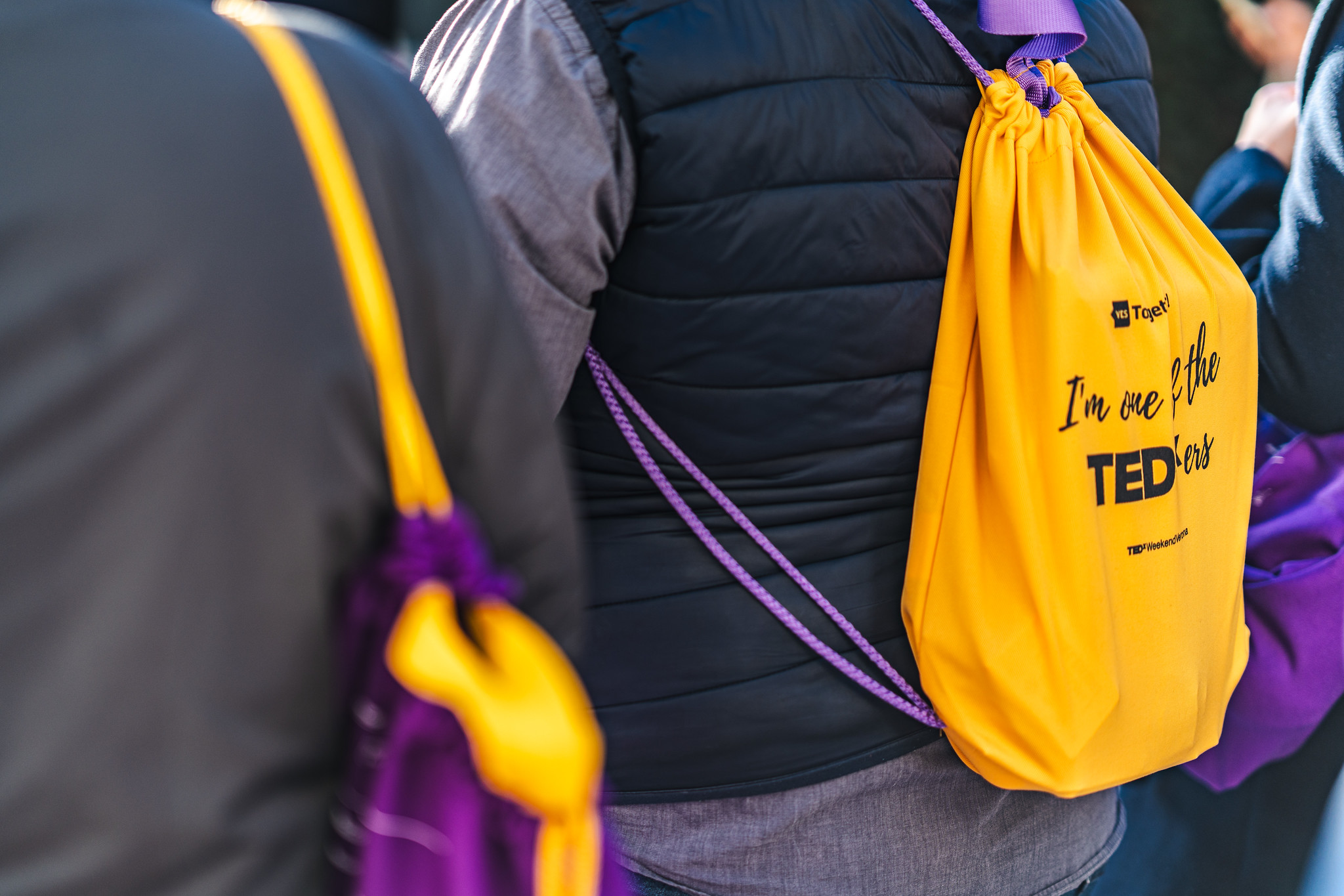 TEDxers yellow drawstring bag