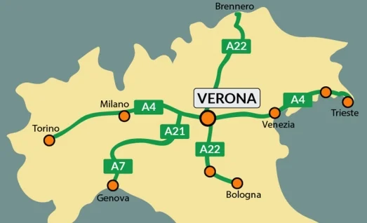 Highway connections to Verona