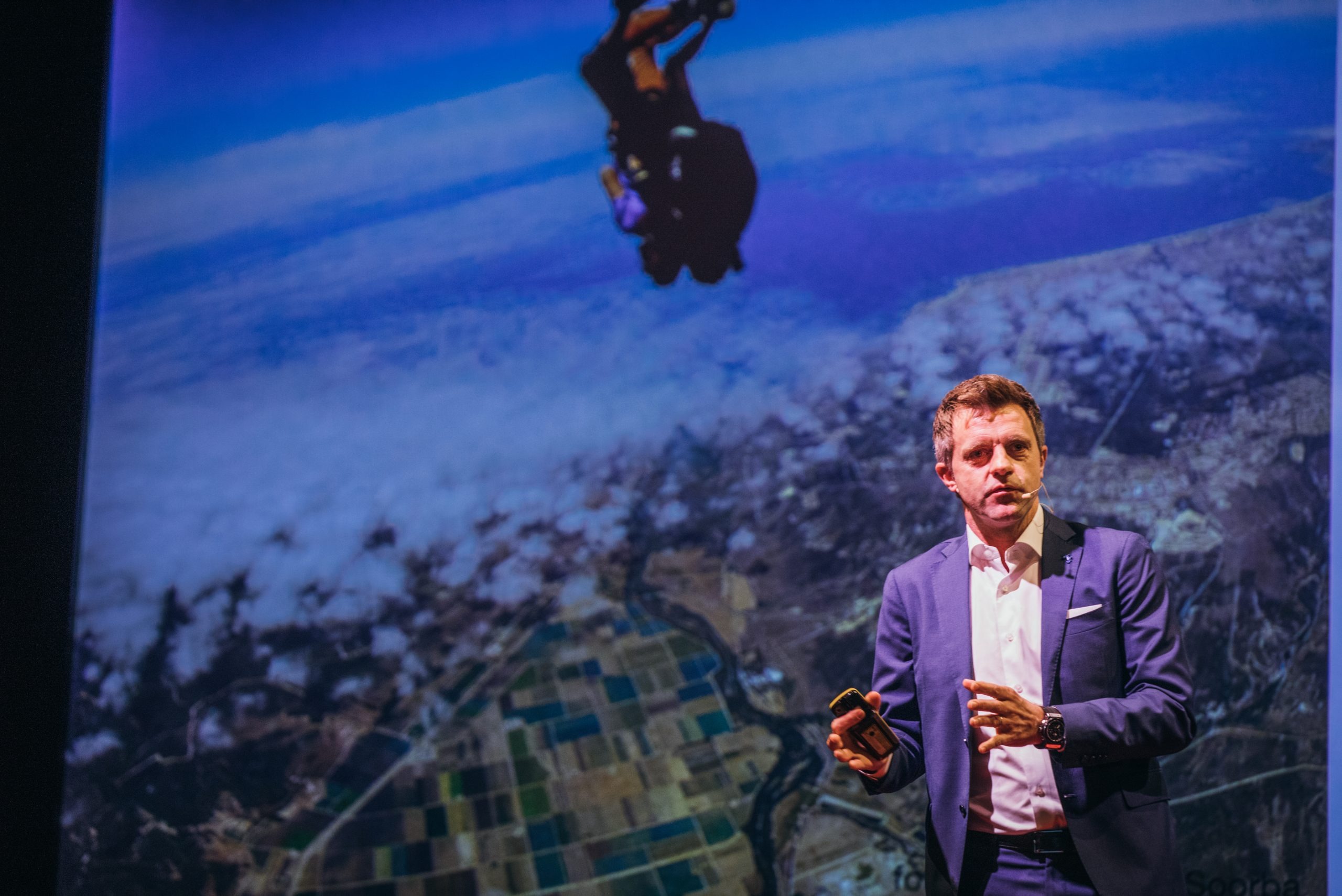 Speaker with aerial projection